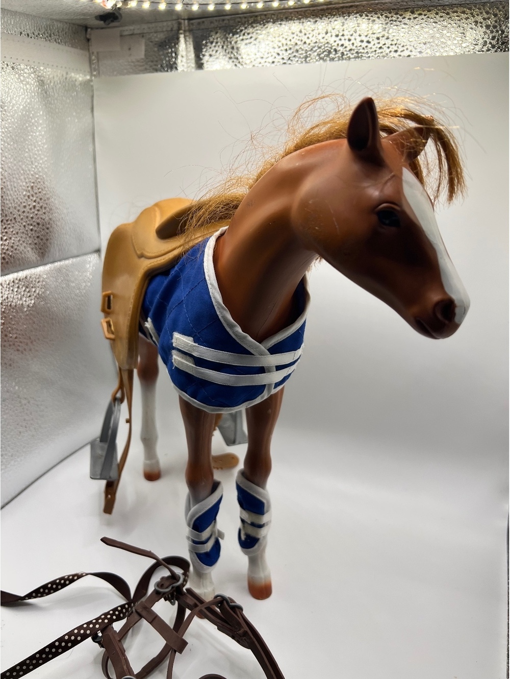 1990’s Our Generation by Battat 12” Brown Horse Blanket Bridal Rein Saddle